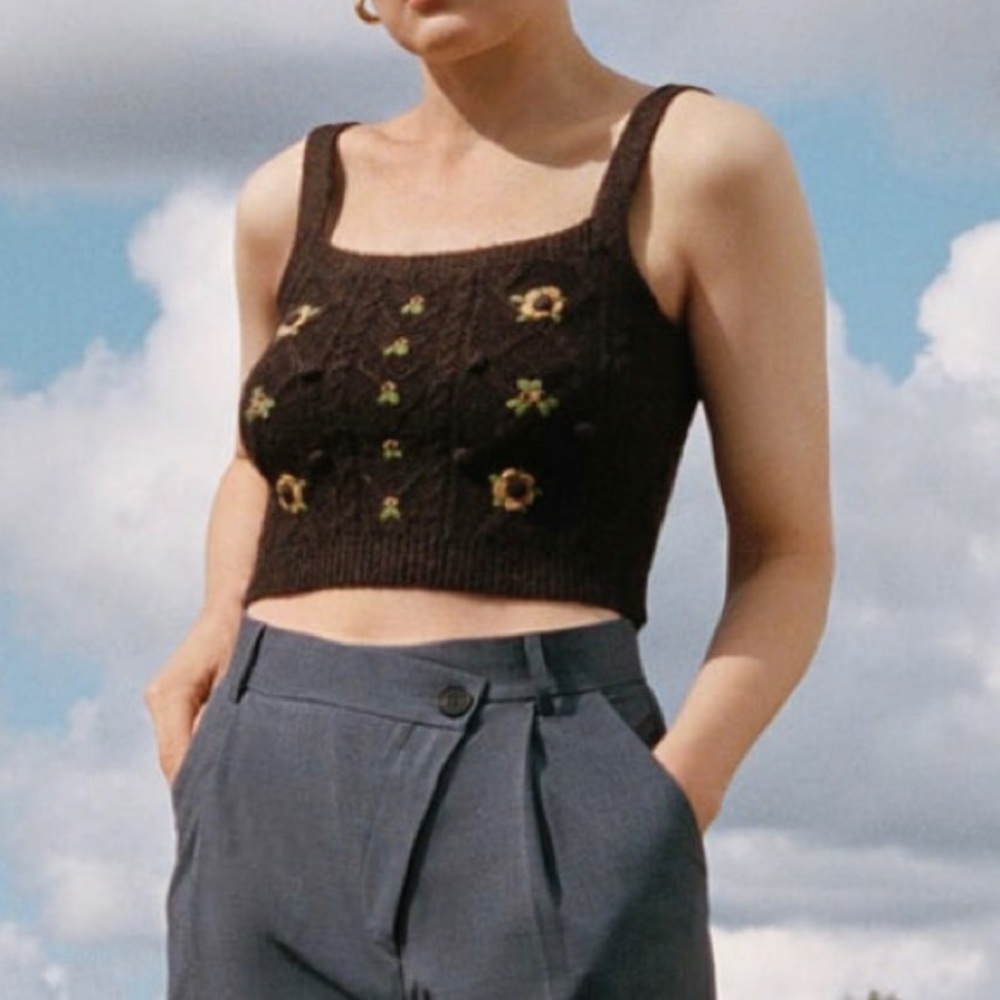 ZARA floral knit top